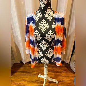 Sheer Women’s Tie Dye Kimono Sleeve Open Front Cardigan M